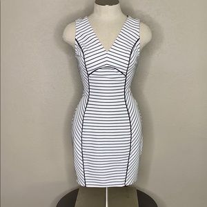 White and black striped dress